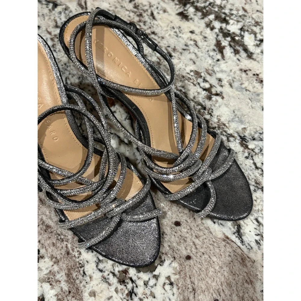 Veronica Beard Aneesha Gray Crystal Embellished Stiletto Sandals Size 5M